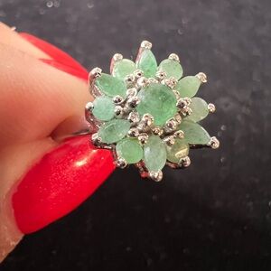 925 STERLING SILVER EMERALD RING SIZE 8.5